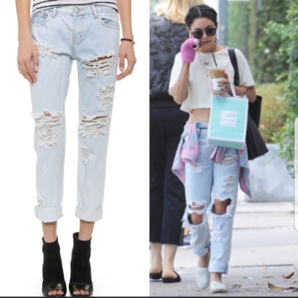ONE TEASPOON | DISTRESSED BAGGY WHITE JEANS